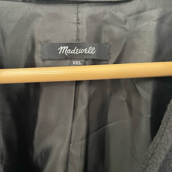 stunning Madewell black wool blend wrap coat winter fall xxl women jacket blazer - Picture 3 of 4